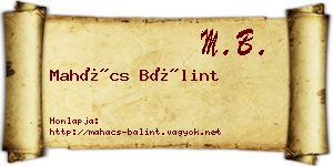 Mahács Bálint névjegykártya